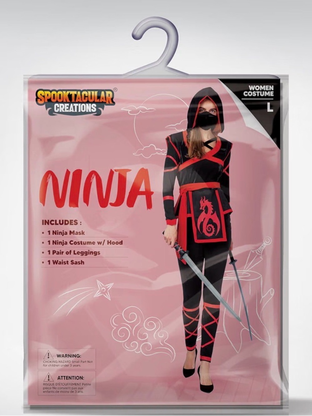 Spooktacular Creations Women's Ninja Costume:Black/Red (S)